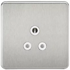 Knightsbridge SF5ABCW 5A 1-Gang Unswitched Socket Brushed Chrome with White Inserts