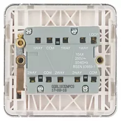 Schneider Electric Lisse Deco 10AX 3-Gang 2-Way Light Switch Polished Chrome with White Inserts -Chrome Switches & Sockets Sales 396FF A3