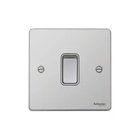 Schneider Electric Ultimate Low Profile 16AX 1-Gang 2-Way Light Switch Polished Chrome with White Inserts 4 Schneider Electric Ultimate Low Profile 16AX 1-Gang 2-Way Light Switch Polished Chrome with White Inserts - Image 2