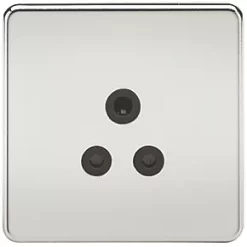 Knightsbridge SF5APC 5A 1-Gang Unswitched Socket Polished Chrome with Black Inserts
