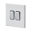 MK Aspect 10AX 2-Gang 2-Way Switch Polished Chrome with Black Inserts 2 MK Aspect 10AX 2-Gang 2-Way Switch Polished Chrome with Black Inserts -Chrome Switches & Sockets Sales 409FF P