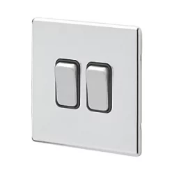 MK Aspect 10AX 2-Gang 2-Way Switch Polished Chrome with Black Inserts