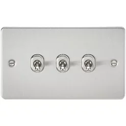 Knightsbridge FP3TOGBC 10AX 3-Gang 2-Way Light Switch Brushed Chrome