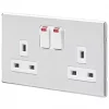 MK Aspect 13A 2-Gang DP Switched Plug Socket Polished Chrome with Neon with White Inserts -Chrome Switches & Sockets Sales 415FF P
