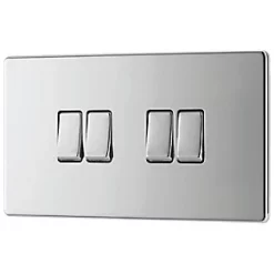 LAP 20A 16AX 4-Gang 2-Way Light Switch Polished Chrome