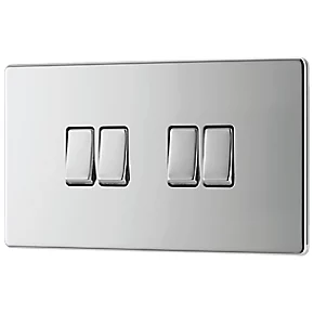 LAP 20A 16AX 4-Gang 2-Way Light Switch Polished Chrome 3 LAP 20A 16AX 4-Gang 2-Way Light Switch Polished Chrome