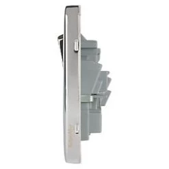 Schneider Electric Lisse Deco 13A 2-Gang DP Switched Plug Socket Polished Chrome with Black Inserts -Chrome Switches & Sockets Sales 421FF A2