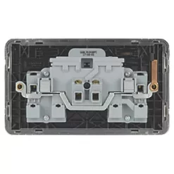 Schneider Electric Lisse Deco 13A 2-Gang DP Switched Plug Socket Polished Chrome with Black Inserts -Chrome Switches & Sockets Sales 421FF A3