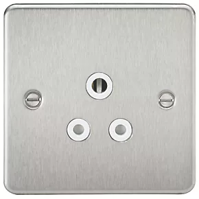 Knightsbridge FP5ABCW 5A 1-Gang Unswitched Socket Brushed Chrome with White Inserts 3 Knightsbridge FP5ABCW 5A 1-Gang Unswitched Socket Brushed Chrome with White Inserts