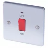 LAP 45A 1-Gang DP Cooker Switch Polished Chrome with LED -Chrome Switches & Sockets Sales 4233P P