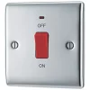 British General Nexus Metal 45A 1-Gang DP Cooker Switch Polished Chrome with LED -Chrome Switches & Sockets Sales 426FT P