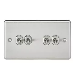 Knightsbridge CLTOG4BC 10AX 4-Gang 2-Way Light Switch Brushed Chrome
