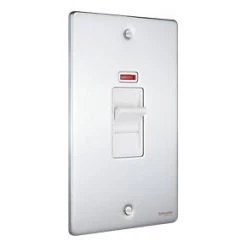 Schneider Electric Ultimate Low Profile 50A 2-Gang DP Control Switch Brushed Chrome with Neon with White Inserts -Chrome Switches & Sockets Sales 4309J A2