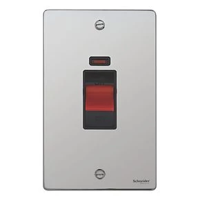 Schneider Electric Ultimate Low Profile 50A 2-Gang DP Control Switch Polished Chrome with Neon with Black Inserts 4 Schneider Electric Ultimate Low Profile 50A 2-Gang DP Control Switch Polished Chrome with Neon with Black Inserts - Image 2