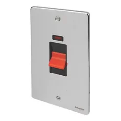 Schneider Electric Ultimate Low Profile 50A 2-Gang DP Control Switch Polished Chrome with Neon with Black Inserts