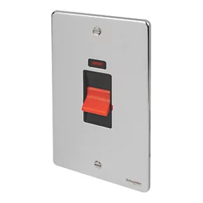 Schneider Electric Ultimate Low Profile 50A 2-Gang DP Control Switch Polished Chrome with Neon with Black Inserts 3 Schneider Electric Ultimate Low Profile 50A 2-Gang DP Control Switch Polished Chrome with Neon with Black Inserts