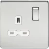 Knightsbridge SFR7000PCW 13A 1-Gang DP Switched Single Socket Polished Chrome with White Inserts -Chrome Switches & Sockets Sales 435TY P