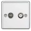 Knightsbridge CL014PC Isolated Coaxial TV & F-Type Satellite Socket Polished Chrome -Chrome Switches & Sockets Sales 436TY P