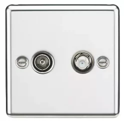 Knightsbridge CL014PC Isolated Coaxial TV & F-Type Satellite Socket Polished Chrome