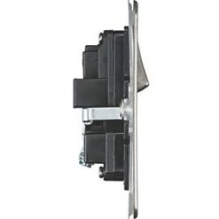 Knightsbridge FPR9000BC 13A 2-Gang DP Switched Double Socket Brushed Chrome with Black Inserts -Chrome Switches & Sockets Sales 438TY A2