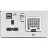 Knightsbridge SFR9905BC 13A 1-Gang SP Switched Socket + 2.4A 2-Outlet Type A USB Charger Brushed Chrome with Black Inserts -Chrome Switches & Sockets Sales 439VR P