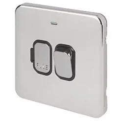 Schneider Electric Lisse Deco 13A Switched Fused Spur with LED Polished Chrome with Black Inserts