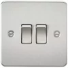 Knightsbridge FP3000BC 10AX 2-Gang 2-Way Light Switch Brushed Chrome -Chrome Switches & Sockets Sales 446TY P