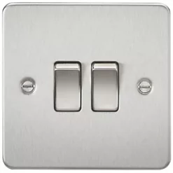 Knightsbridge FP3000BC 10AX 2-Gang 2-Way Light Switch Brushed Chrome