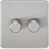 Knightsbridge SF2182BC 2-Gang 2-Way LED Dimmer Switch Brushed Chrome -Chrome Switches & Sockets Sales 447TY P