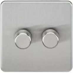 Knightsbridge SF2182BC 2-Gang 2-Way LED Dimmer Switch Brushed Chrome