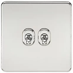Knightsbridge SF2TOGPC 10AX 2-Gang 2-Way Light Switch Polished Chrome
