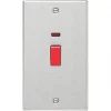 Knightsbridge CS82NBC 45A 2-Gang DP Control Switch Brushed Chrome with LED -Chrome Switches & Sockets Sales 460VR P