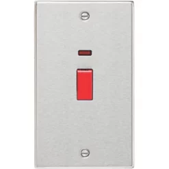 Knightsbridge CS82NBC 45A 2-Gang DP Control Switch Brushed Chrome with LED