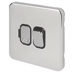 Schneider Electric Lisse Deco 13A Switched Fused Spur Polished Chrome with Black Inserts