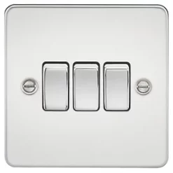Knightsbridge FP4000PC 10AX 3-Gang 2-Way Light Switch Polished Chrome