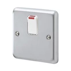 MK Albany Plus 20AX 1-Gang DP Control Switch Brushed Chrome with Neon with White Inserts