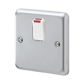 MK Albany Plus 20AX 1-Gang DP Control Switch Brushed Chrome with Neon with White Inserts 3 MK Albany Plus 20AX 1-Gang DP Control Switch Brushed Chrome with Neon with White Inserts