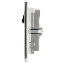 LAP 13A 2-Gang DP Switched Socket + 4.2A 2-Outlet Type A & C USB Charger Polished Chrome with White Inserts -Chrome Switches & Sockets Sales 474KJ A2