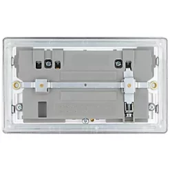 LAP 13A 2-Gang DP Switched Socket + 4.2A 2-Outlet Type A & C USB Charger Polished Chrome with White Inserts -Chrome Switches & Sockets Sales 474KJ A3
