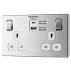 LAP 13A 2-Gang DP Switched Socket + 4.2A 2-Outlet Type A & C USB Charger Polished Chrome with White Inserts 2 LAP 13A 2-Gang DP Switched Socket + 4.2A 2-Outlet Type A & C USB Charger Polished Chrome with White Inserts -Chrome Switches & Sockets Sales 474KJ P