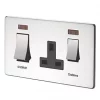Crabtree Platinum 45 A & 13A 2-Gang DP Cooker Switch & 13A DP Switched Socket Polished Chrome with Neon with Black Inserts -Chrome Switches & Sockets Sales 47613 P
