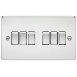 Knightsbridge FP4200PC 10AX 6-Gang 2-Way Light Switch Polished Chrome