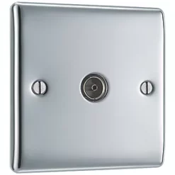 British General Nexus Metal Coaxial TV Socket Polished Chrome -Chrome Switches & Sockets Sales 480FT A2
