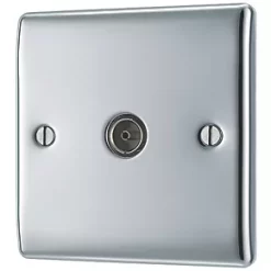 British General Nexus Metal Coaxial TV Socket Polished Chrome