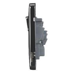 Schneider Electric Lisse Deco 13A 2-Gang SP Switched Plug Socket Polished Chrome with Black Inserts -Chrome Switches & Sockets Sales 488FF A2