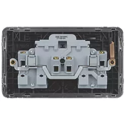 Schneider Electric Lisse Deco 13A 2-Gang SP Switched Plug Socket Polished Chrome with Black Inserts -Chrome Switches & Sockets Sales 488FF A3