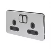 Schneider Electric Lisse Deco 13A 2-Gang SP Switched Plug Socket Polished Chrome with Black Inserts -Chrome Switches & Sockets Sales 488FF P