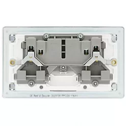 LAP 13A 2-Gang DP Switched Socket Polished Chrome with White Inserts -Chrome Switches & Sockets Sales 488KJ A3