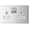 LAP 13A 2-Gang DP Switched Socket Polished Chrome with White Inserts -Chrome Switches & Sockets Sales 488KJ P