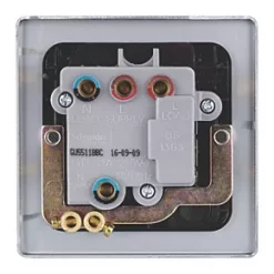 Schneider Electric Ultimate Low Profile 13A Switched Fused Spur with Neon Brushed Chrome with Black Inserts -Chrome Switches & Sockets Sales 4915J A3